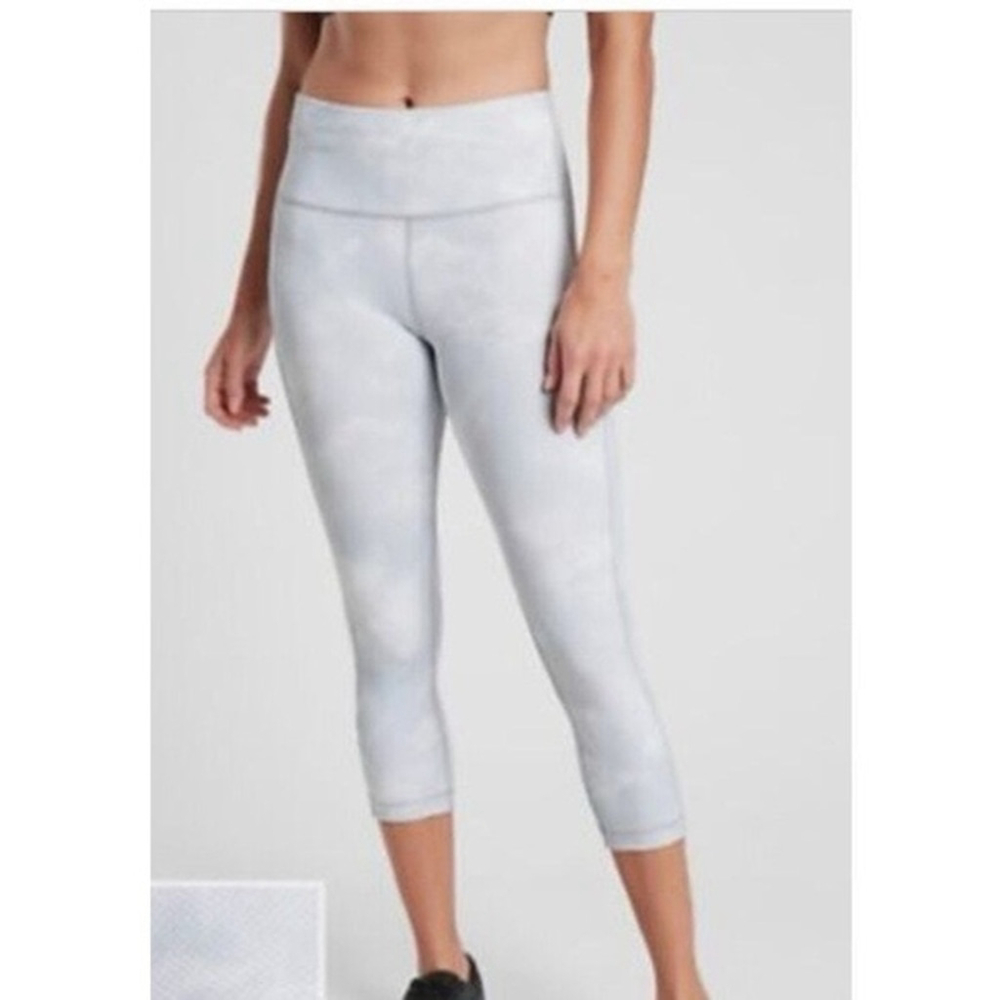 Athleta Women's Ultimate Stash Pocket Printed Crop Leggings White Gray Size M - Picture 2 of 10